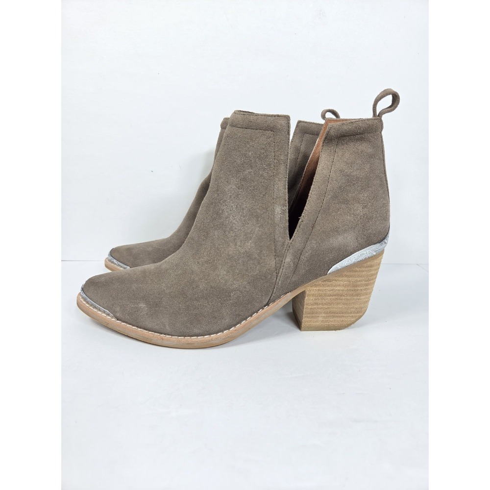 Jeffrey Campbell Cromwell Ankle Boots Western Suede Womens 9.5 Silver Trim Boho